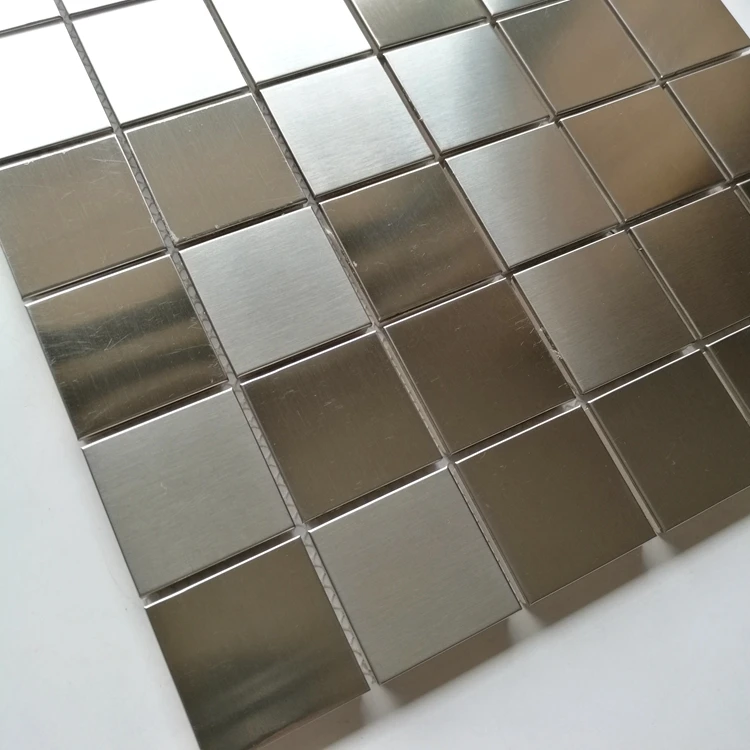 

Free shipping brushed silver stainless steel metal mosaic tile for bathroom KTV background decoration