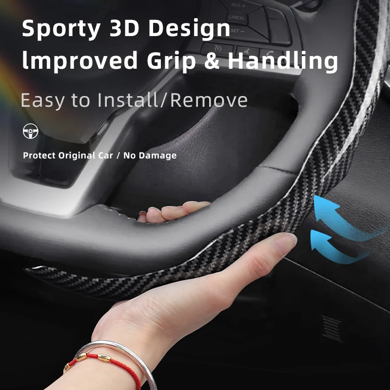 Suitable for Nissan Carbon Fiber Texture Steering Wheel Cover with Snap-On Wave-Shaped Sport Design Sentra Qashqai Rogue Altima Sylphy Murano Micra Kicks Play Pathfinder Ariya Armada Frontiere Leaf Versa view 6