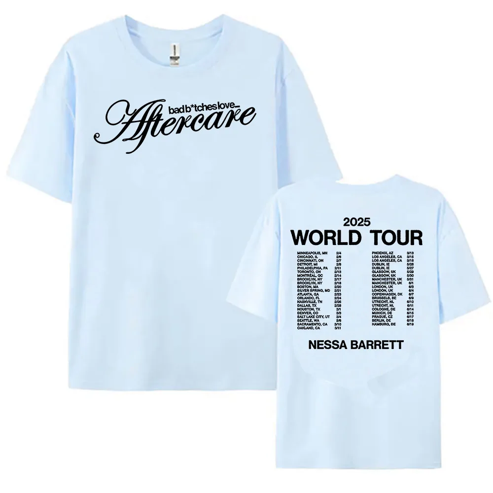 سيئة B **ches الحب الرعاية اللاحقة تي شيرت 2025 جولة حول العالم نيسا باريت التي شيرت الصيف القطن عالية الجودة تي شيرت للنساء الجرافيك المحملة