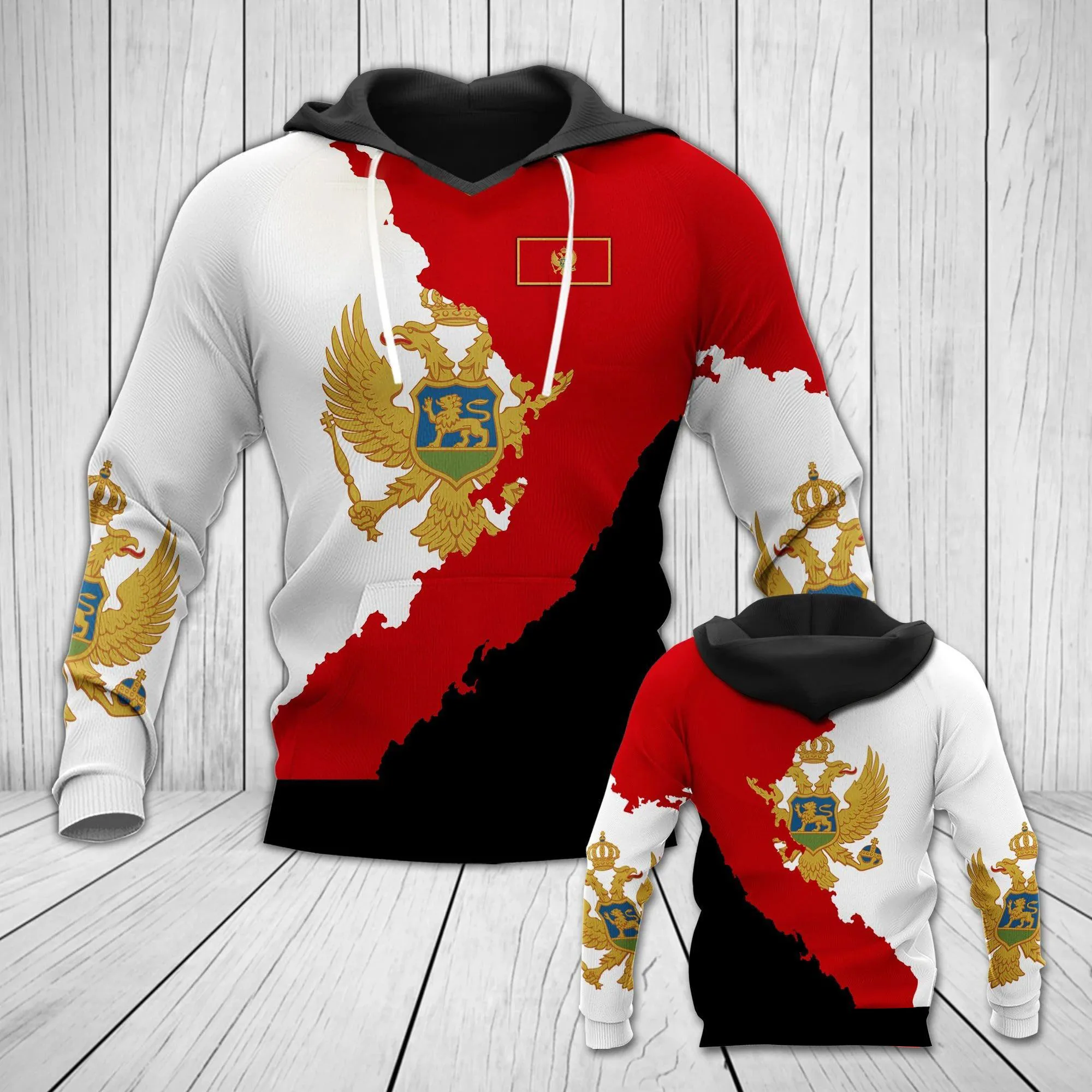 

Montenegro Flag and Emblem Pattern Hoodies For Male Loose Men's Fashion Sweatshirts Boy Casual Clothing Oversized Streetwear