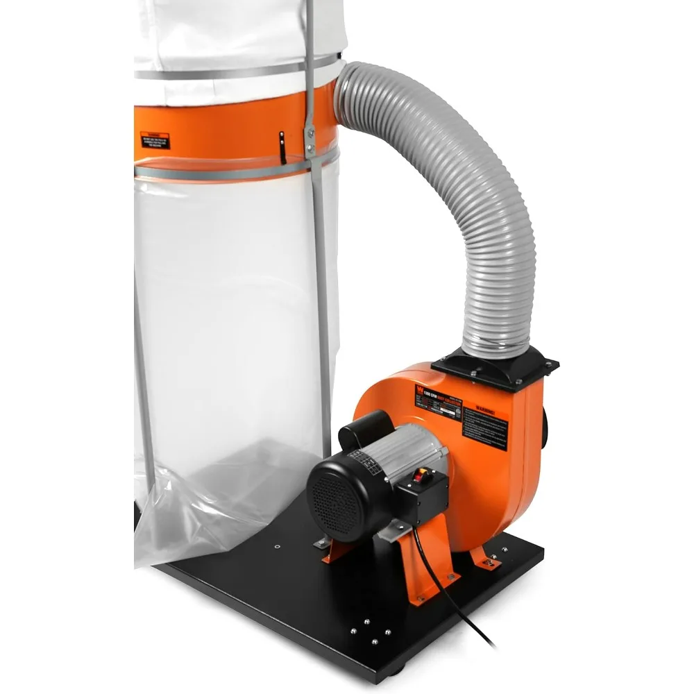 مجمع غبار النجارة 1300 CFM 14 أمبير مع حقيبة سعة 50 جالون وقاعدة متنقلة، أسود #5