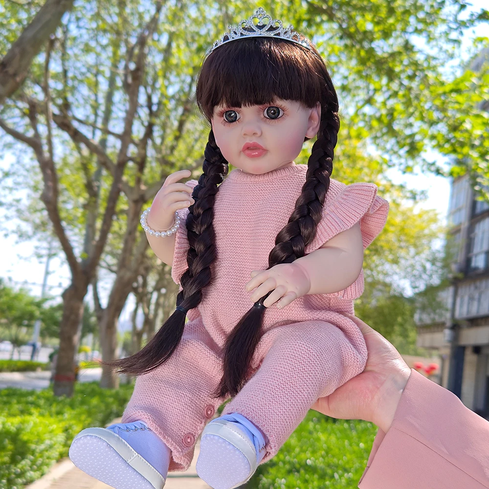 22 インチ完成リボーン人形フルシリコーンビニール 55 センチメートル新生児女の子ドレスアップシミュレーションおもちゃ子供のための新年のギフト