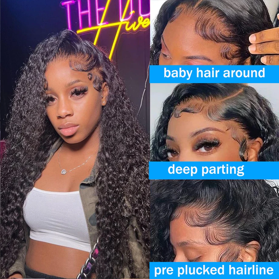 Human Hair Lace Frontal Wigs 13X6 Transparent Deep Water Wave Curly 30 40 Inch Brazilian Cheap Wig For Women Choice on Sale