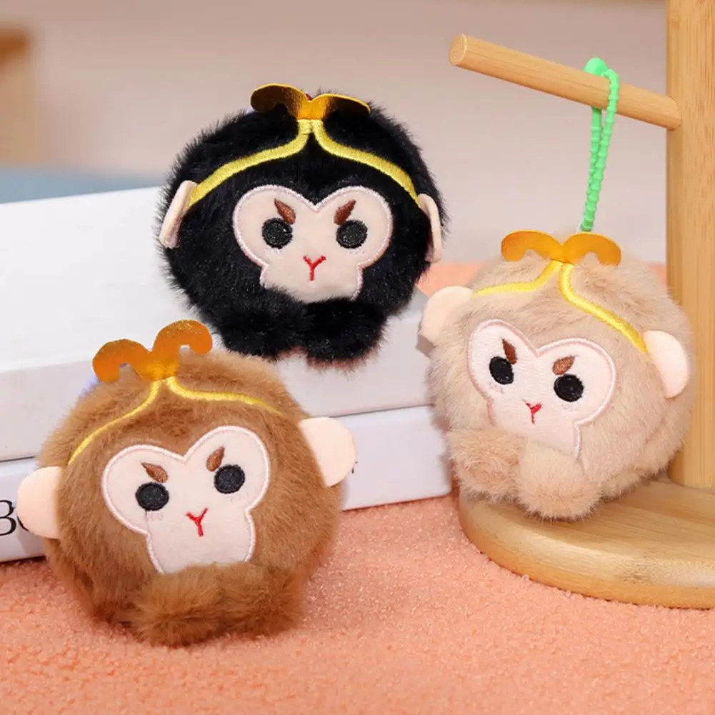 

Sun Wukong Stuffed Animal Plush Keychain Doll Pendant Cute Cartoon Monkey Head Design Monkey King Plush Toy Fun Gift for Kids