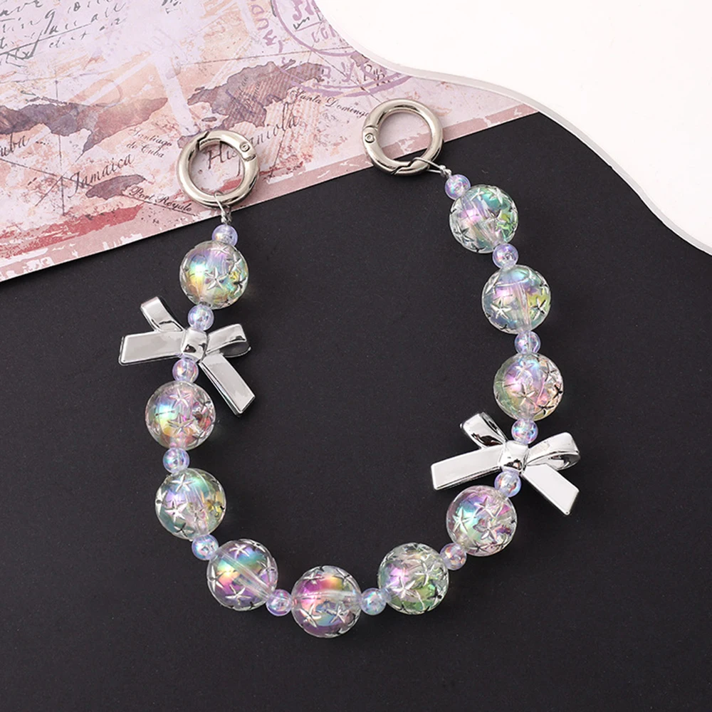 Crystal Bowknot Beaded Mobile Phone Bracelet Strap Cellphone Wrist Strap for IPhone Samsung Xiaomi Phone Telephone Charm Strap