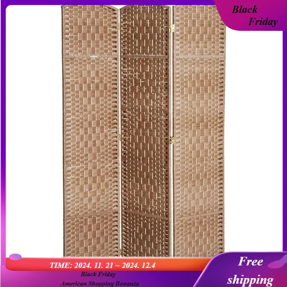 

Room Divider 3 Panels Folding Privacy Screen 6FT Tall Portable Wicker Weave Partition Wall Divider,Natural Wood