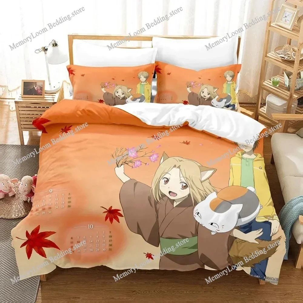 Natsume's Book of Friends Anime 3D Duvet Cover Bedding Set Polyester Pillowcases Quilt Cover Home Decor Gift Twin King
