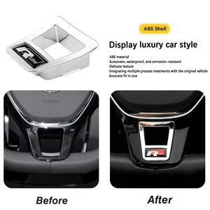 ABS-Auto Lenkrad-Garrison-Aufkleber, R-Logo-Zubehör für Volkswagen GTI R-Line Polo Golf Passat Scirocco Beetle Tiguan, 1PC 12 Hauptverkaufsfusca R -Linie - №1