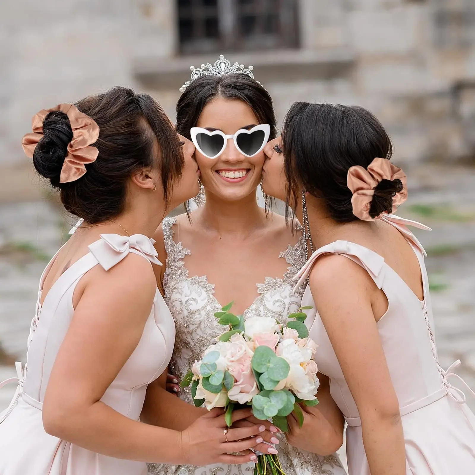 Lazos para el pelo para despedida de soltera, 1 Juego de corbatas para el pelo, decoraciones de muñeca para novia y dama de honor, regalos de boda