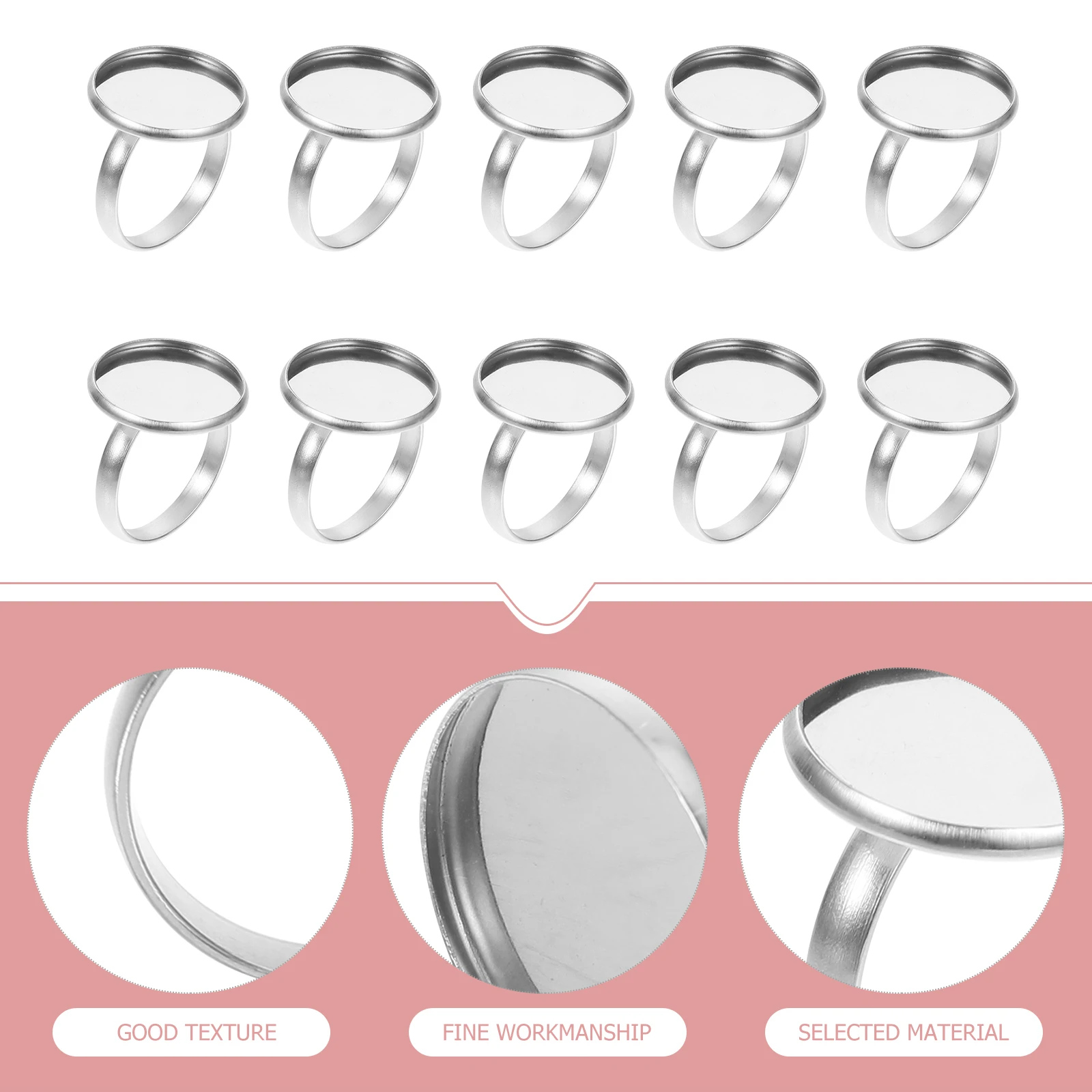 

10 Pcs Stainless Steel Ring Base Adjustable Ring Holder for DIY Jewelry Making Materials Setting Rings Finger Bottom