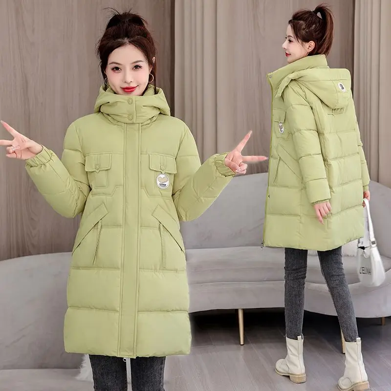 Women's Cotton Coat Mid-length Parkas Winter Warm New Puffer Jacket Down Cotton Jackets for Women Hooded Long-sleeved Top Thick