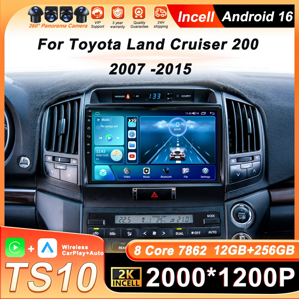 

Автомагнитола для Toyota Land Cruiser 200 2007-2015, Android Auto, стереосистема, CarPlay, сенсорный экран, Wi-Fi, RDS