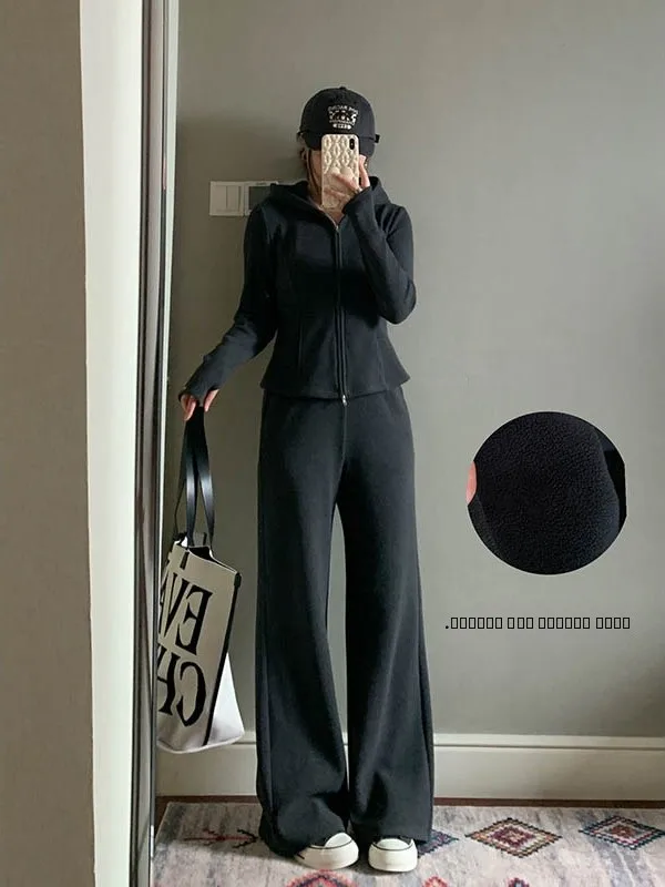 

Осенне-зимний женский повседневный комплект: худи и брюки с цветочным принтом из полиэстера, модный костюм-двойка