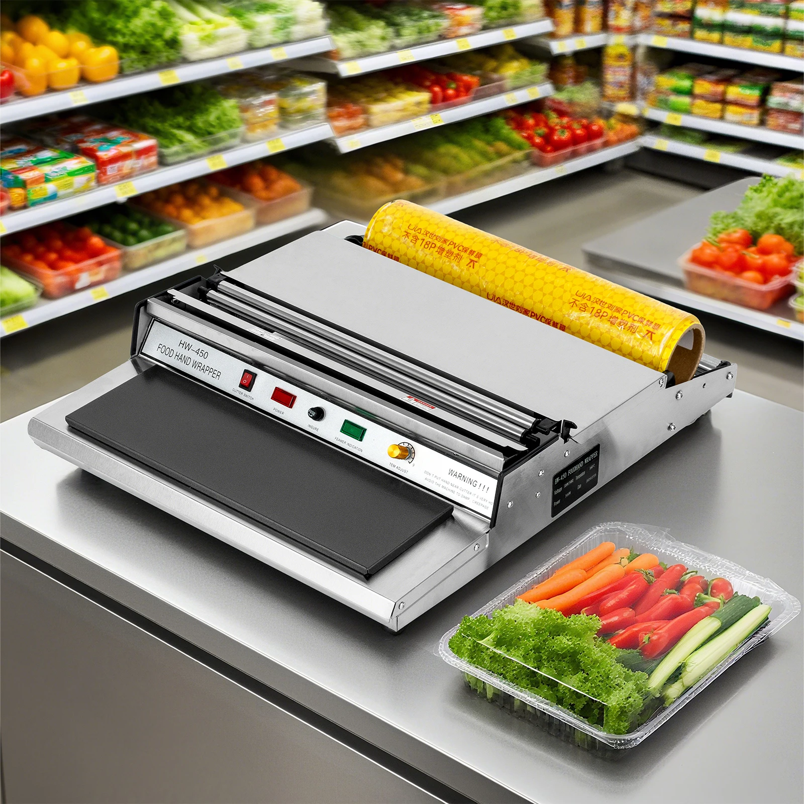 HW-550/450 Supermarket Fruit Store Packaging And Preservation Film Sealing Cutting Machine Preservation Film Packaging Machine