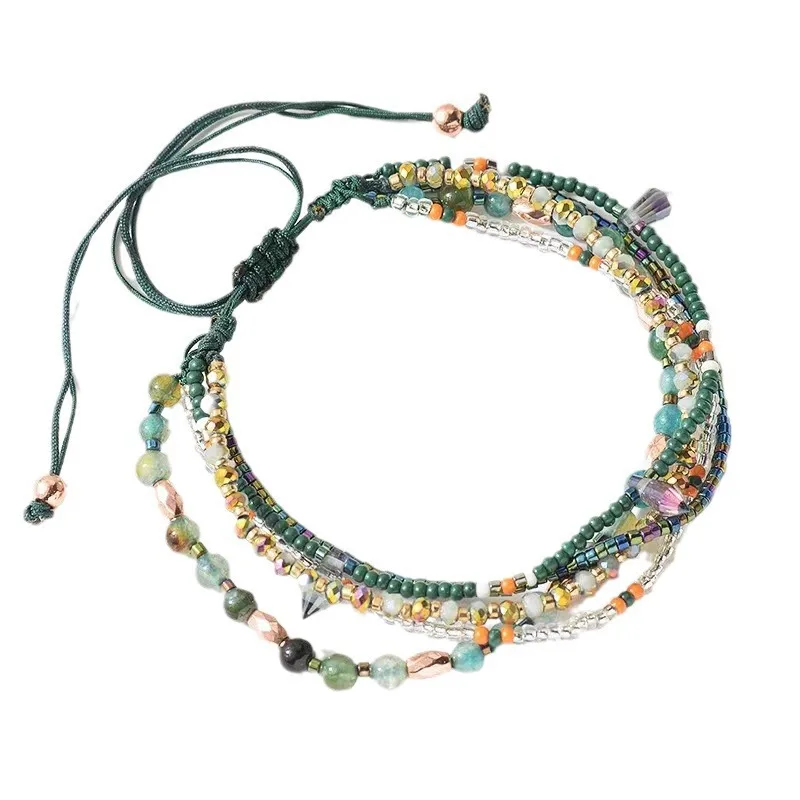 Bohemia Style Mini Beads Bracelet Multi-layer Colors Friendship Boho Bangles Charm Couple Beach Jewelry Handmade Woven