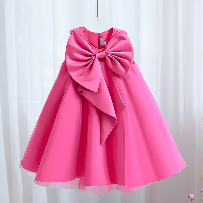 Summer Big Bow Baby Girl Dress Birthday Party Wedding Dress For Girl Party Princess Evening Dresses Kid Girl Clothes 2-8Year