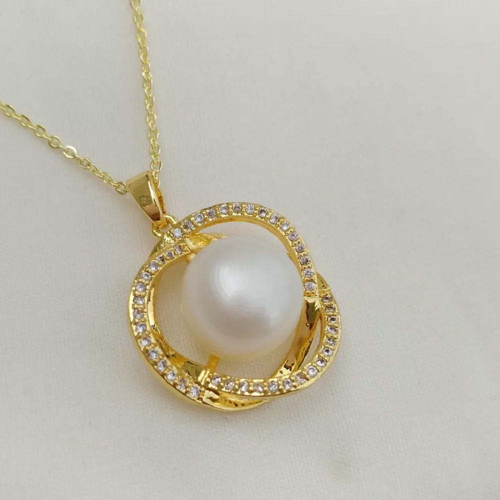 Exquisite AAA+10-11mm 11-12mm 12-13mm natural South Sea white round pearl pendant necklace, 14k gold 18inch