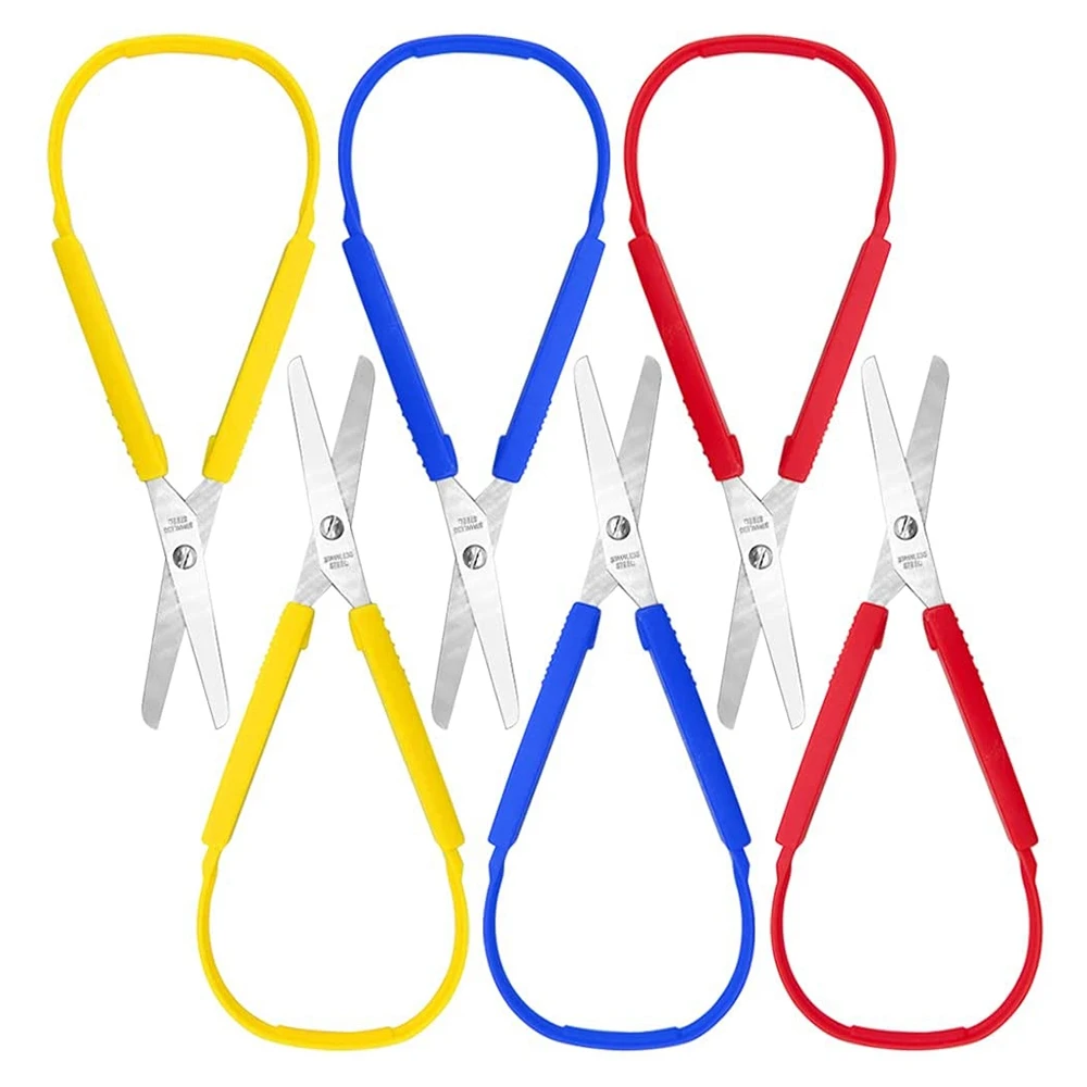 A84X-Loop Scissors Grip Scissor Colorful Self-Opening Adaptive Cutting Scissors For Children,Adults,Home,Office,School