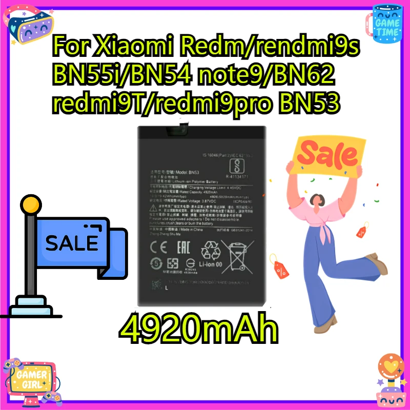 

High-Quality 4920mAh BN53 Mobile Phone Batteries For Xiaomi Redm/rendmi9s BN55i/BN54 note9/BN62 redmi9T/redmi9pro BN53