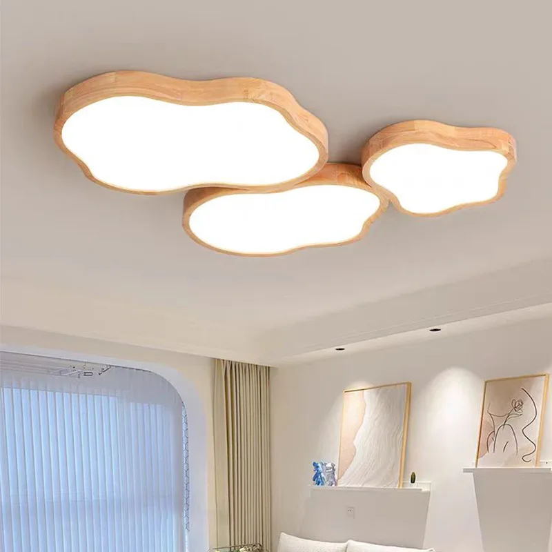 

Nordic LED wood cloud Ceiling Lamp led Minimalist lamp Walnut Finish Eye-care Living Room Bedroom Study Children's room lamp