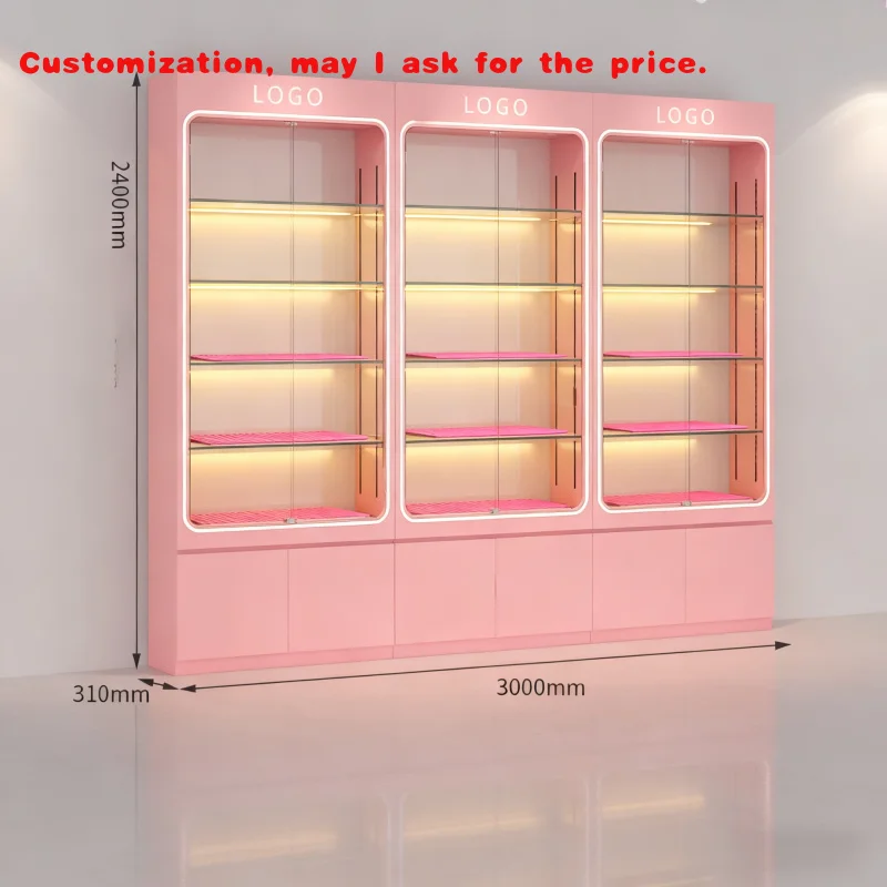 custom.Pink Sweetie Sweet Shop Display Counter Storage Shelves Units Rack Store Showcase Perfumes Bottles Anime Figures