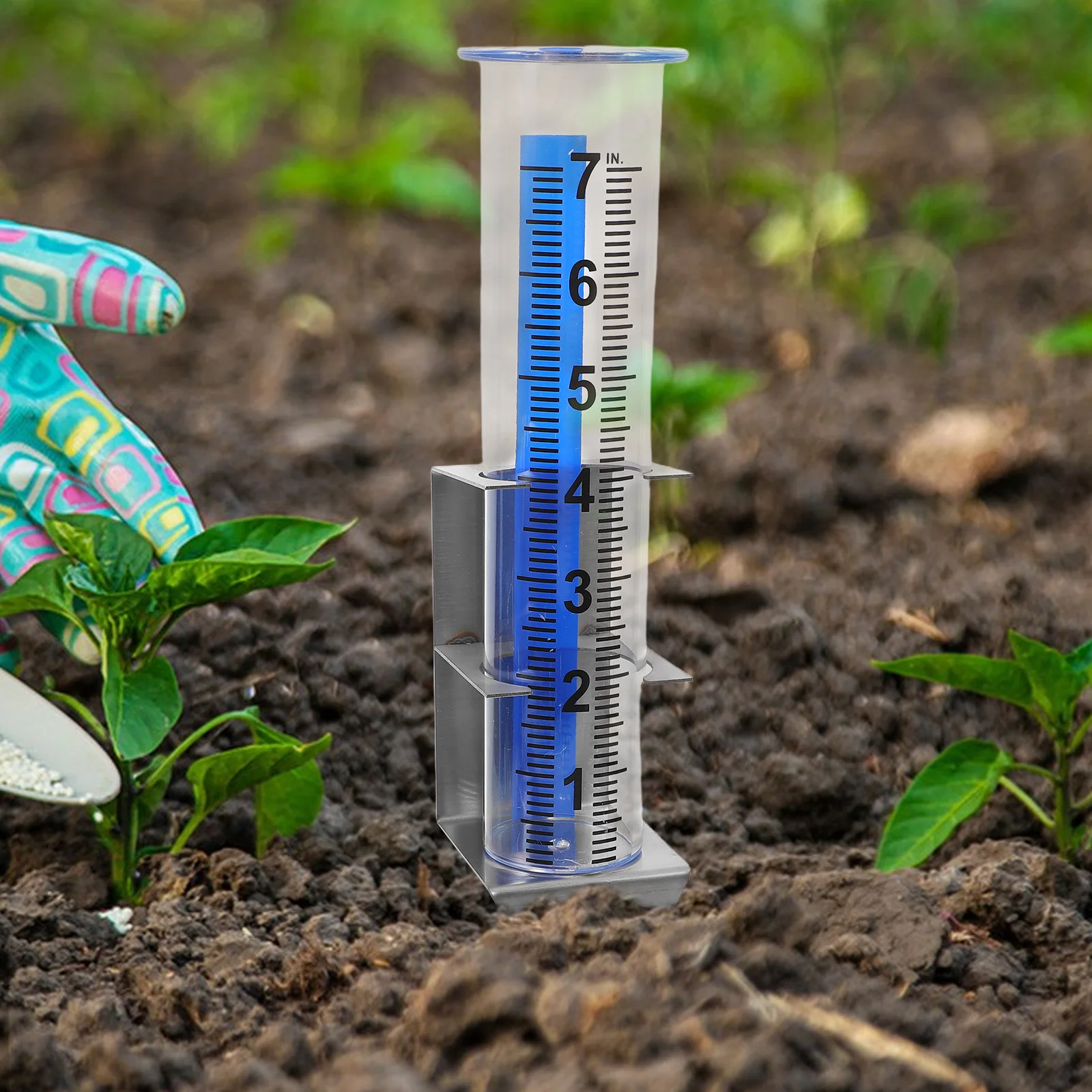 

Stainless Steel Garden Rain Gauge Outdoor Reusable Rainfall Measuring Device For Yard Fence Farm Weather Monitoring Durable Rain