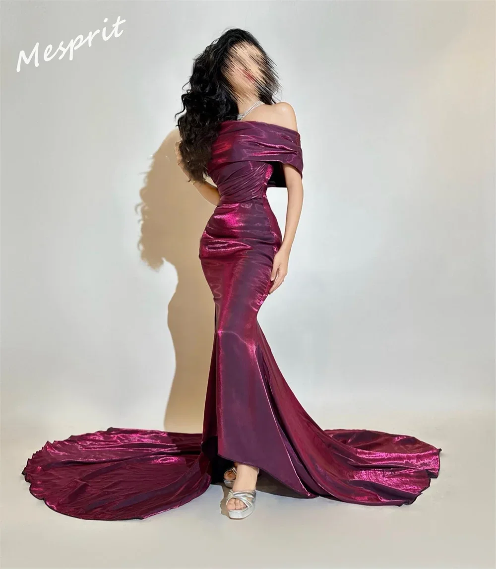 Customized Ball  Exquisite Off-the-shoulder Mermaid Evening Gown Hugging Shirred Velour Customized Saudi Arabia es