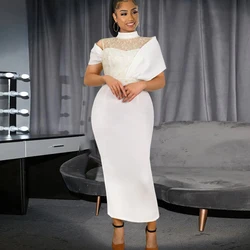 Short Wedding Dress for Bride 2023 White Mermaid Wedding Gown Women Midi Off Shoulder High Collar Lace Simple Vestidos de Novia