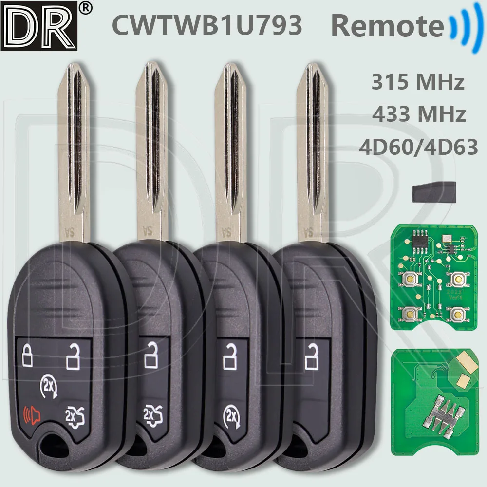 DR CWTWB1U793 315/433MHz 4D60/4D63 + llave remota de coche para Ford Edge Escape Fusion Taurus Mazda Expedition Explorer Flex Musta