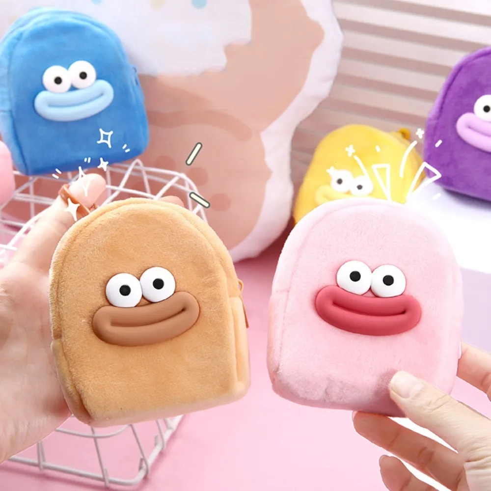 Earphone Bag Plush Coin Purse Mini Schoolbag Sausage Mouth Plush Zero Wallet Kawaii Cartoon Mini Storage Bag Headphone