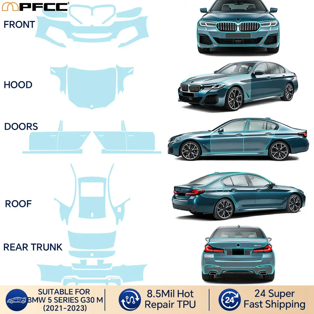 

Для BMW 5 серии G30 2021-2023 ТПУ защитная пленка для краски, наклейка на кузов автомобиля, защита от царапин, автомобильные аксессуары, ремонтная пленка