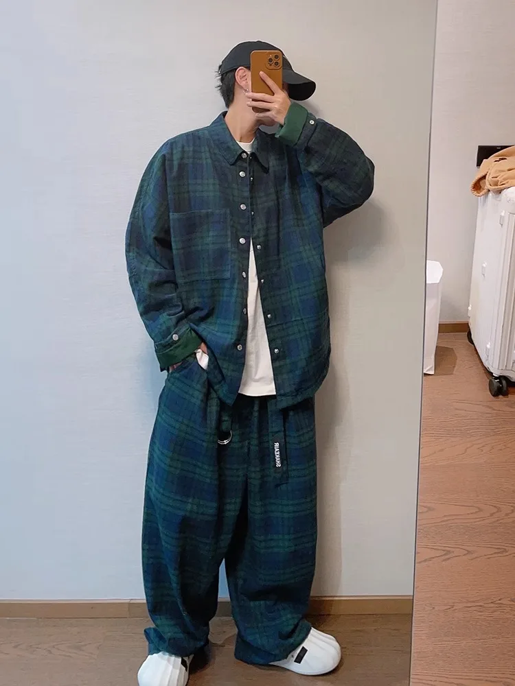 

Американский Sle Loose Long Sve Plaid irt Jaet для мужчин, осень-зима, Новое поступление, модная верхняя одежда в стиле ретро