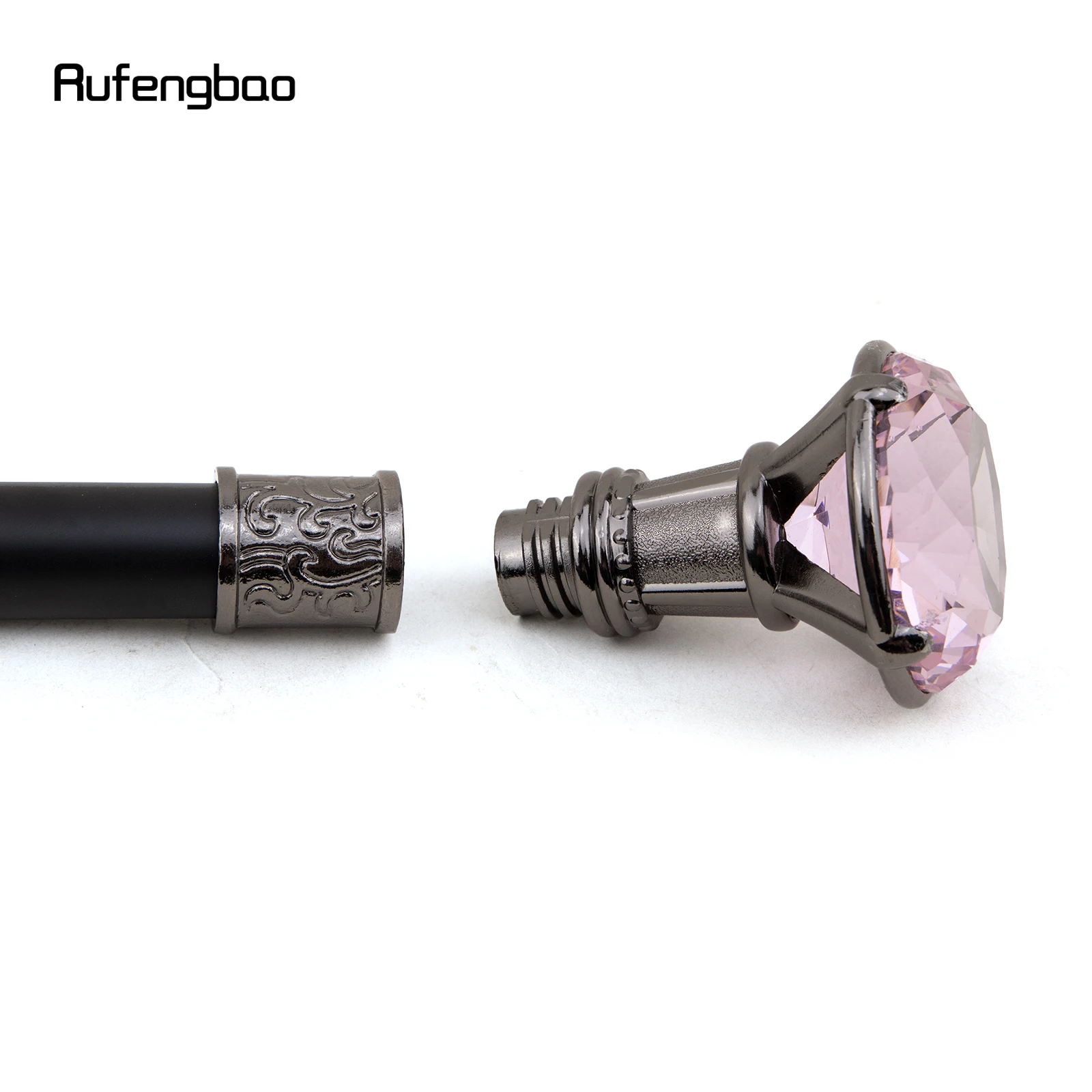 Roze Diamant Type Zilveren Riet Mode Wandelstok Gentleman Elegante Cosplay Riet Knop Crosier 93cm Prestaties Podium Riet