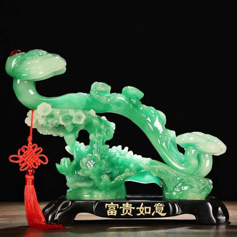 Feng Shui Lucky Jade Ruyi Ornaments Home Living Room Porch TV Cabinet Decorations Gifts