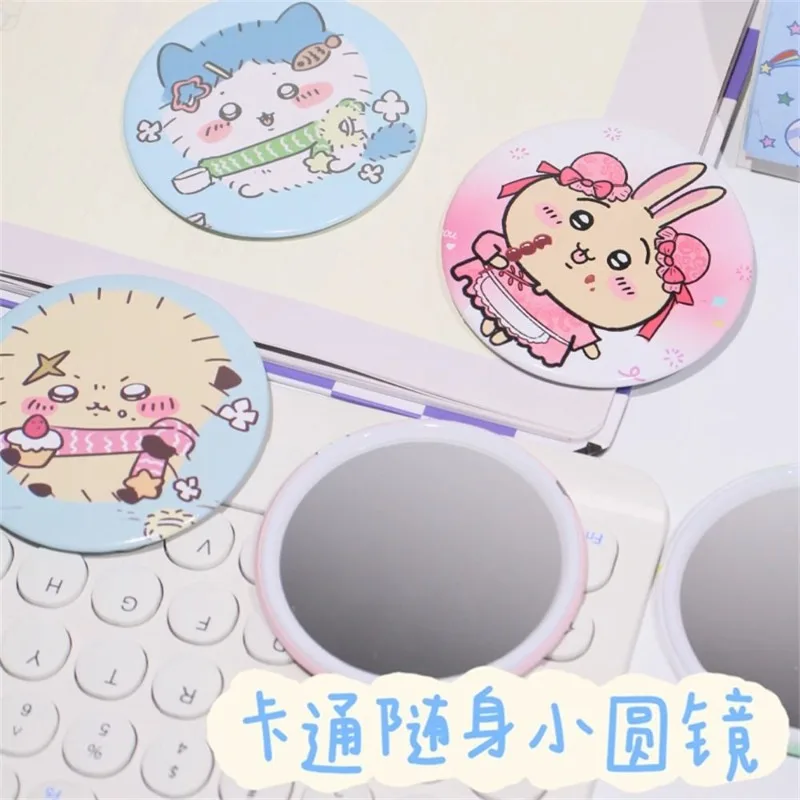 

Kawaii Chiikawa Cosmetic Mirror Cartoon Hachiware Looking Glass Portable Round Mirror Anime Usagi Exquisite Cute Student Gift