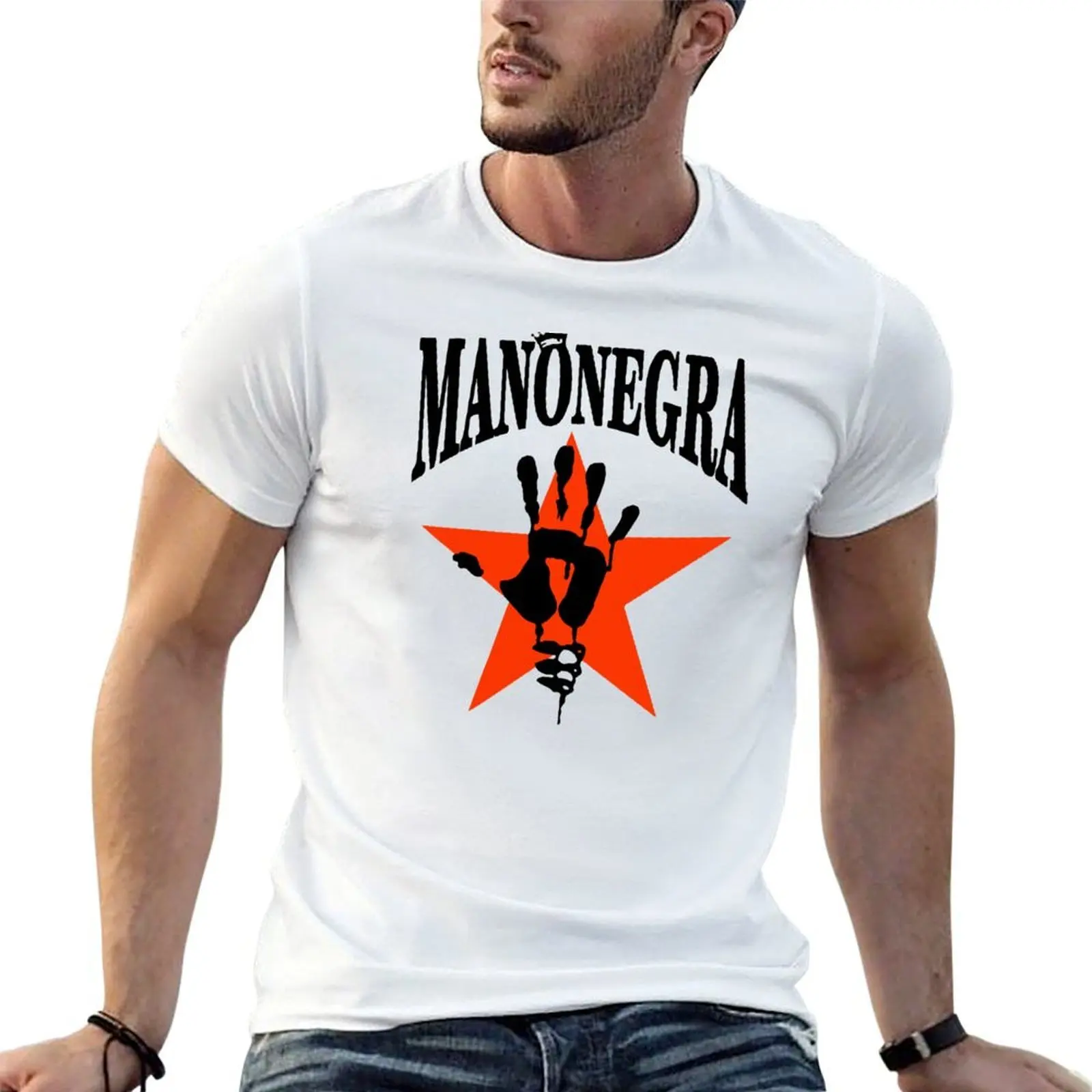 Camiseta Mano Negra para hombre, 100% algodón, marca de lujo, camiseta de algodón grueso para hombre, camiseta 100% algodón.