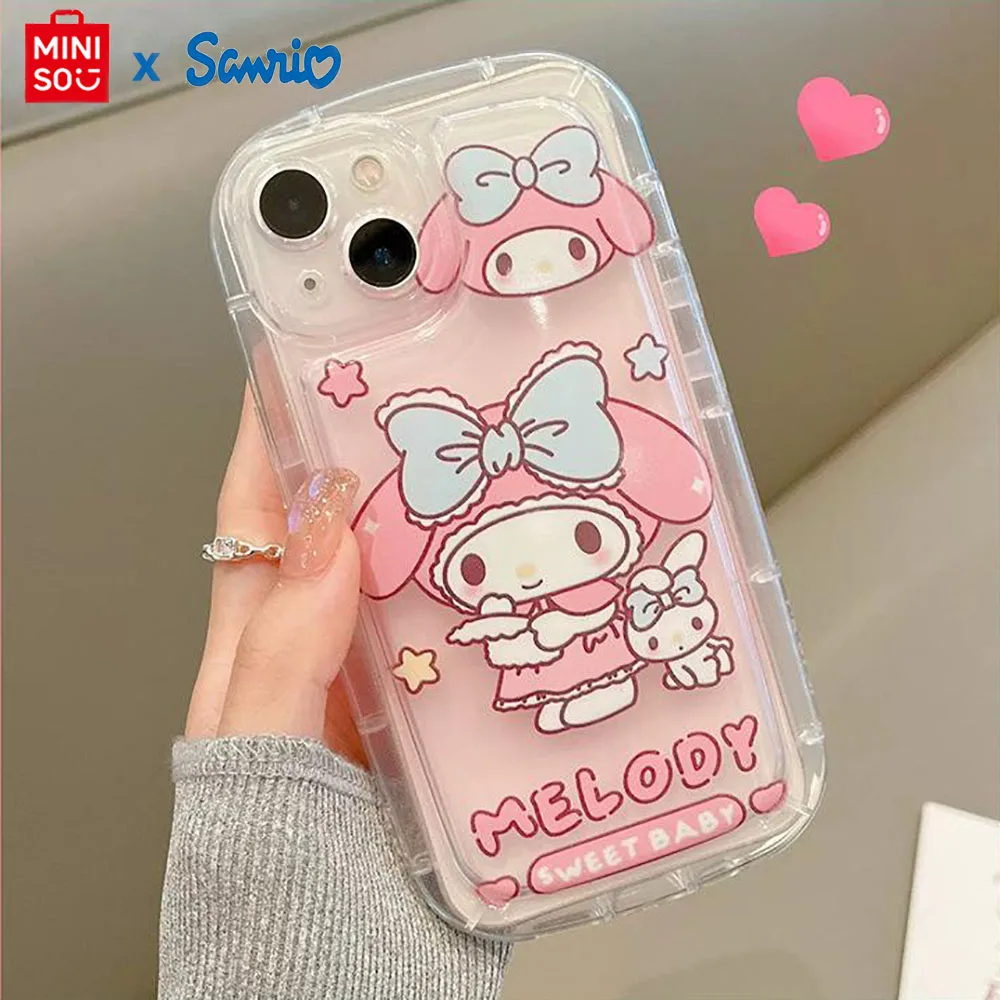 Miniso X Sanrio Hello Kitty My Melody Phone Case For iPhone 11 16 15  14 13 12  Pro Max Mini Plus Promax Soft Cases Cover