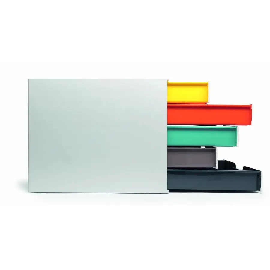 

Varicolor 5-ящик Белый Набор настольных ящиков с 5-цветными кодированными ящиками Файлы размером от письма до фолио Идеально подходит для хранения документов