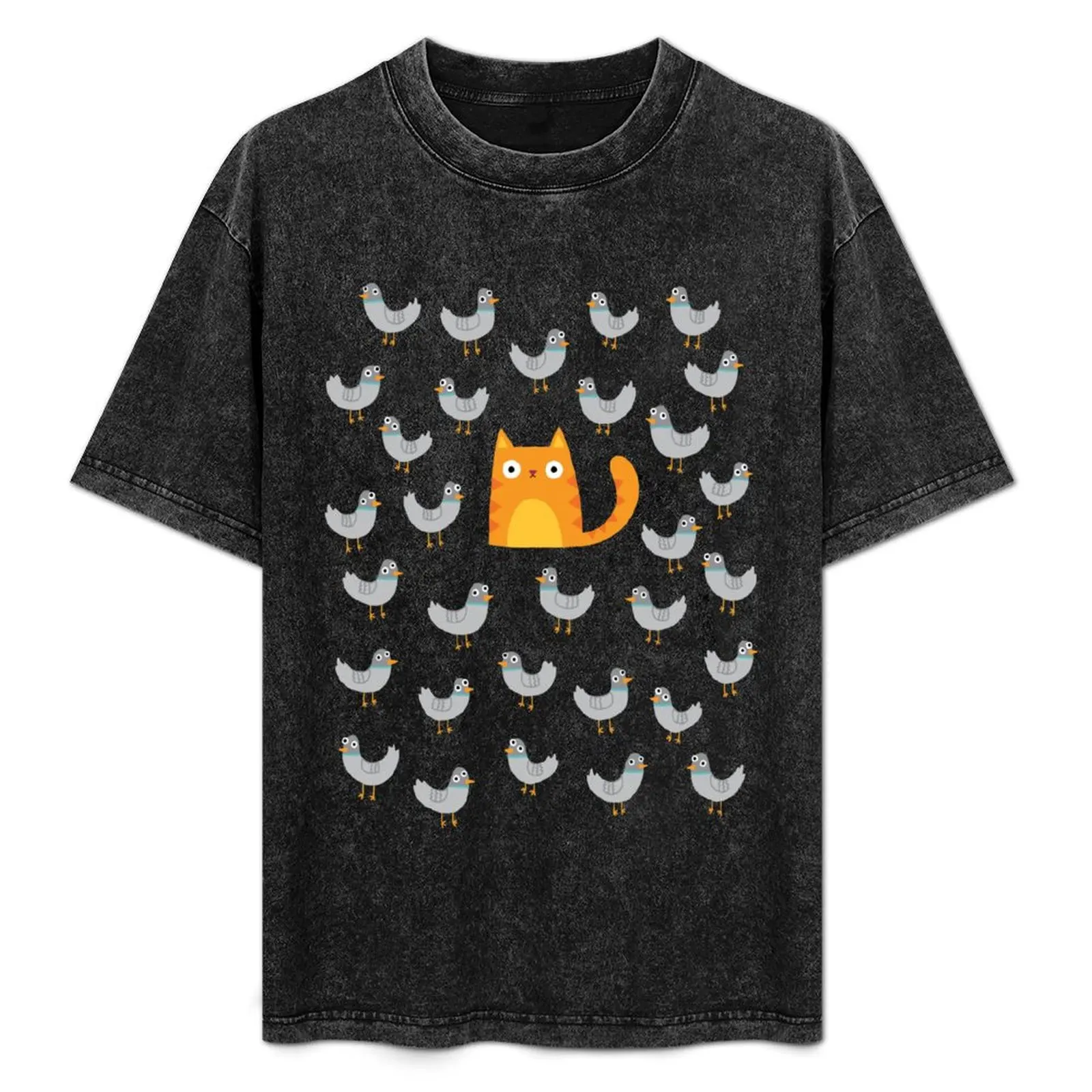 Футболка Cat Among The Pigeons, винтажная футболка большого размера, мужские футболки с рисунком