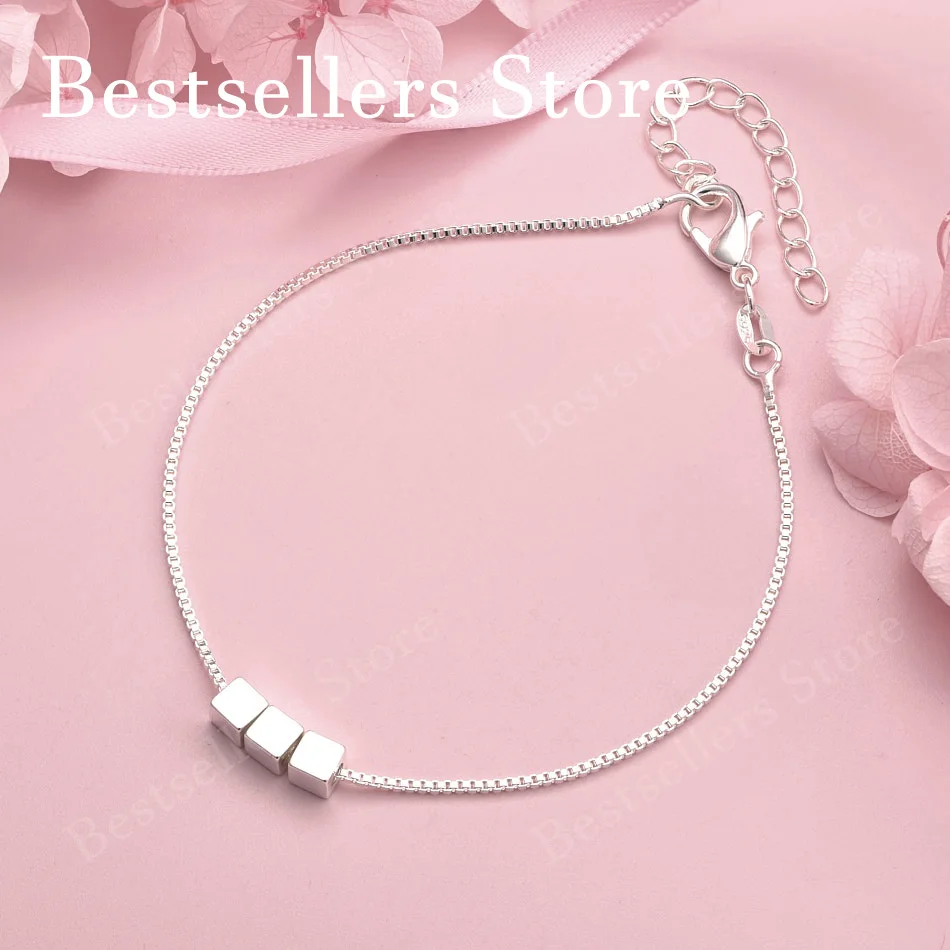 

Изысканный квадратный браслет из стерлингового серебра 925 пробы, 8 дюймов, для женских модных вечеринок, свадебных подарков и аксессуаров.