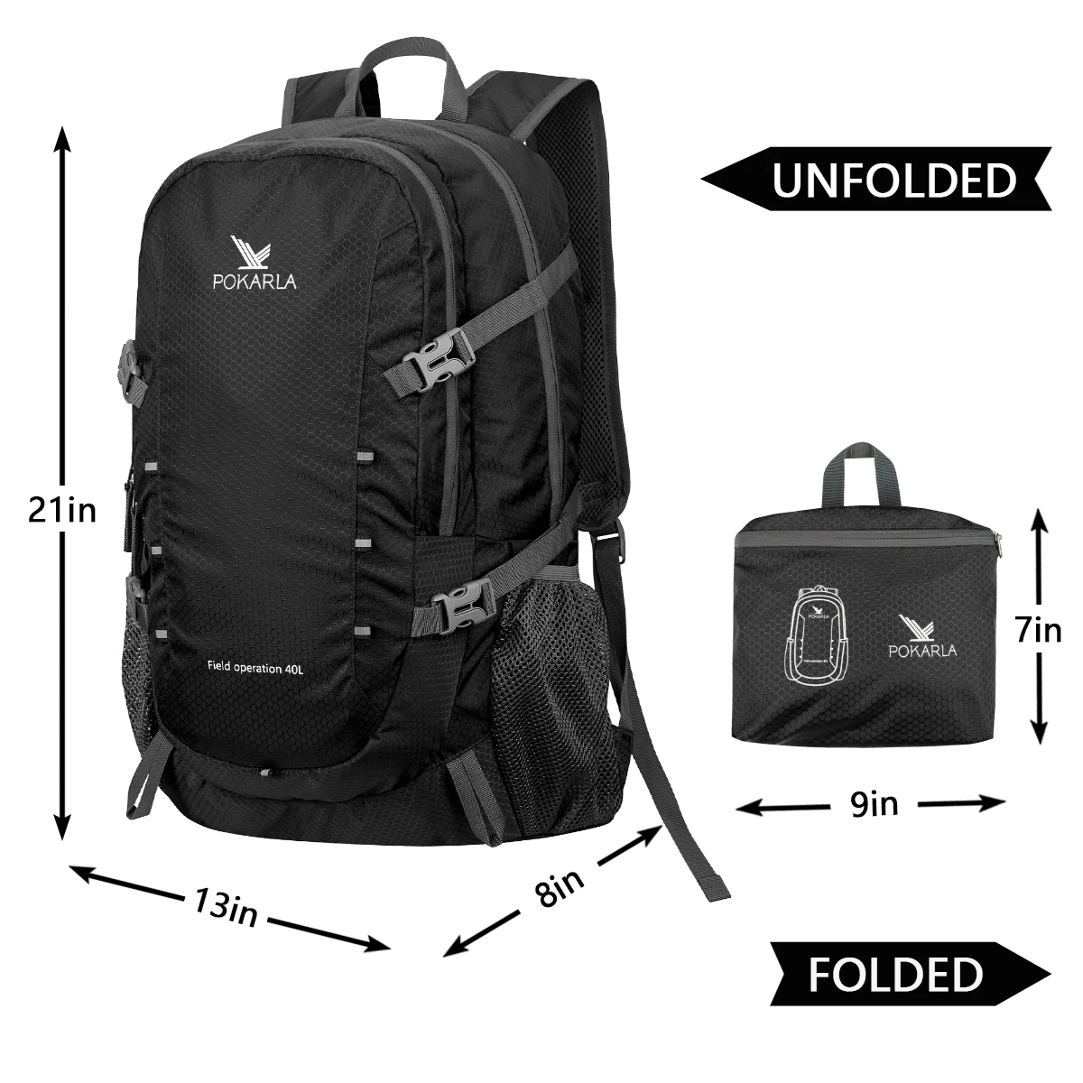 Mochila de viaje impermeable para hombre y mujer, morral ligero para exteriores, senderismo, Camping, escalada, plegable, 40L