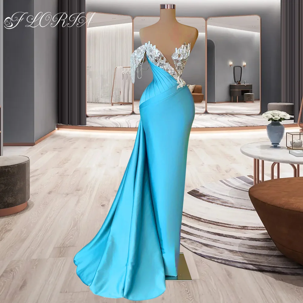 Luxe Avondjurken 2023 Sparkly Kristallen Elegant Mermaid Satin Dubai Vrouwen Formele Party Avondjurken Plus Size Abendkleid