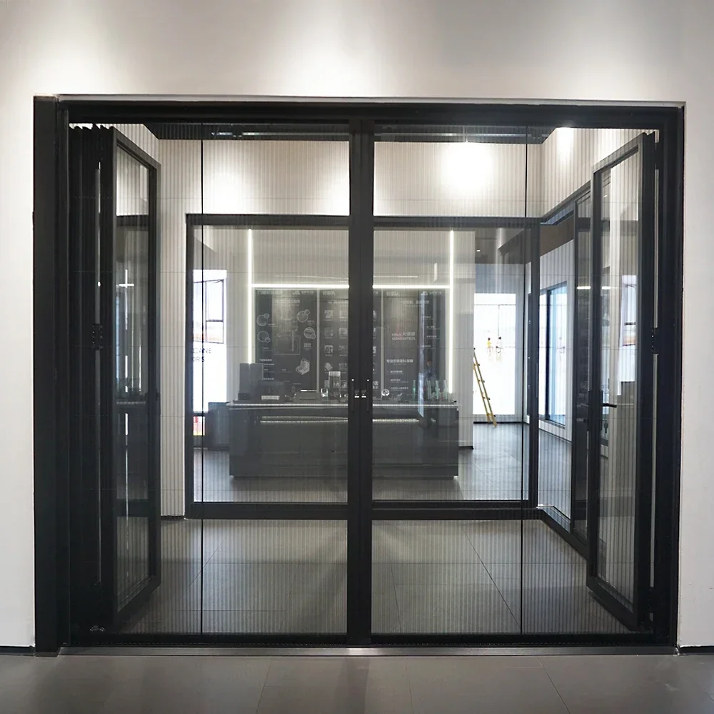 Sixinalu-Porte pliante marketavec écrans, portes accordéon extérieures, clôture en aluminium, porte de jardin intérieure en verre double, maison personnalisée