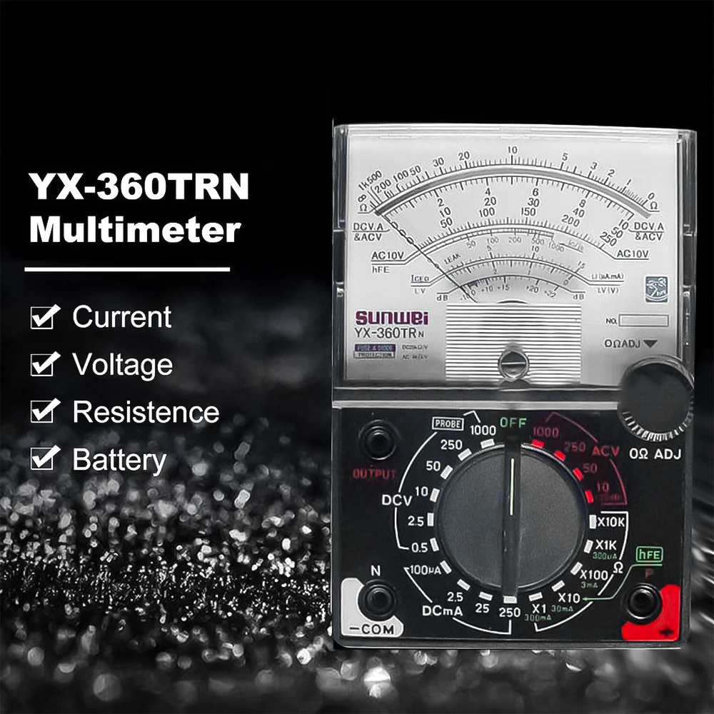 YX-360TRN Medidor Analógico com Buzzer, Multímetro, Segurança Padrão Ohm Teste, DC Tensão AC, Resistência Corrente Multímetro