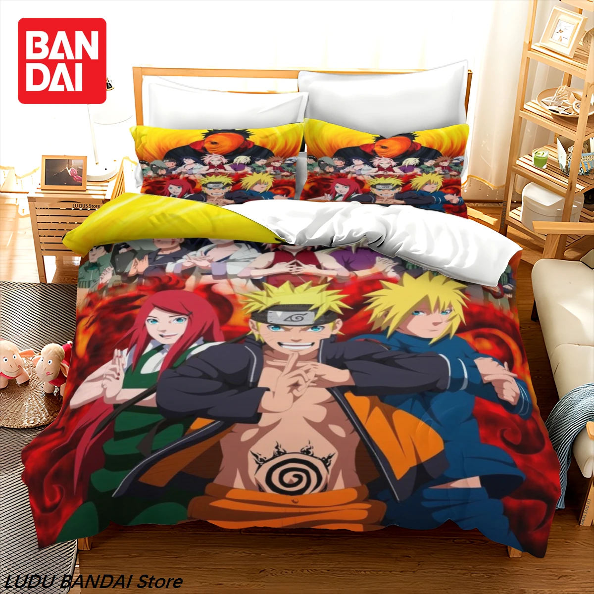 

Naruto Anime Bedding Set, 3D Digital Printed Duvet Cover with Pillowcase, Quilt Cover, Queen King Size Bed Linen, Home Bedroom D