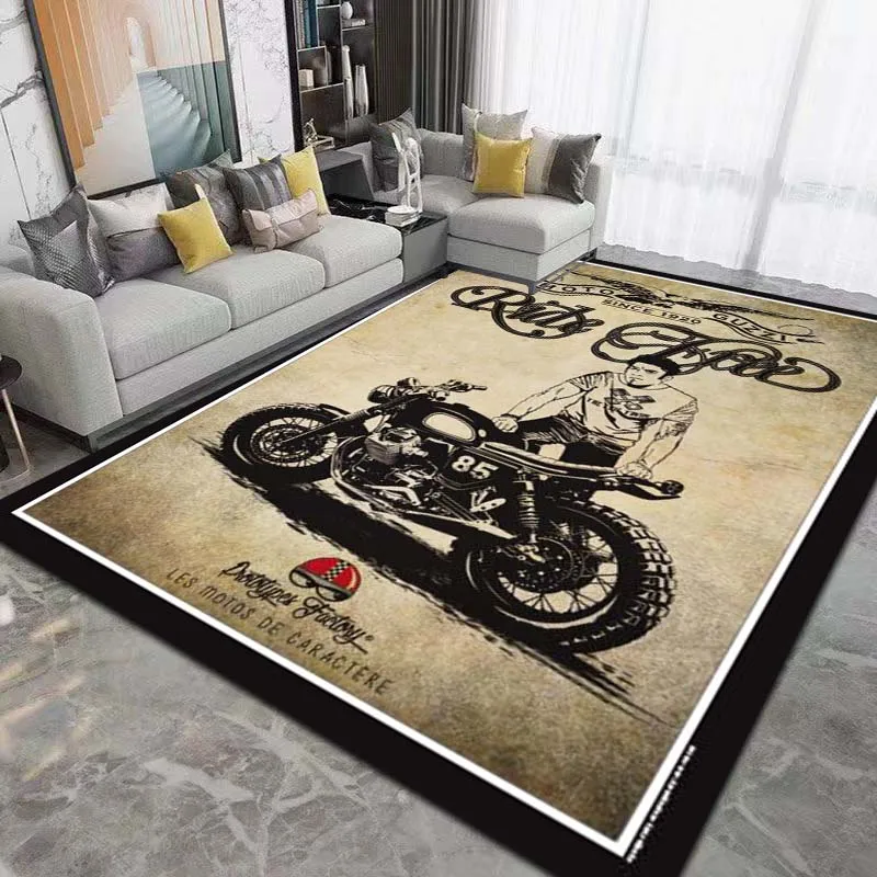Moto G-Guzzi Vintage Motorcycle Print Area Rug Non‑Slip Soft Floor Carpet Living Room Bedroom Game Room Birthday Gift Home Decor