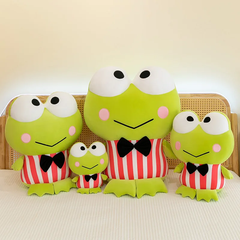 

Sanrio Cartoon Big Eye Frog Plush Toy Kawaii Stuffed Doll for Kids Birthday Gift with Bow Frog Pillow for Girls Cuddly Plushie