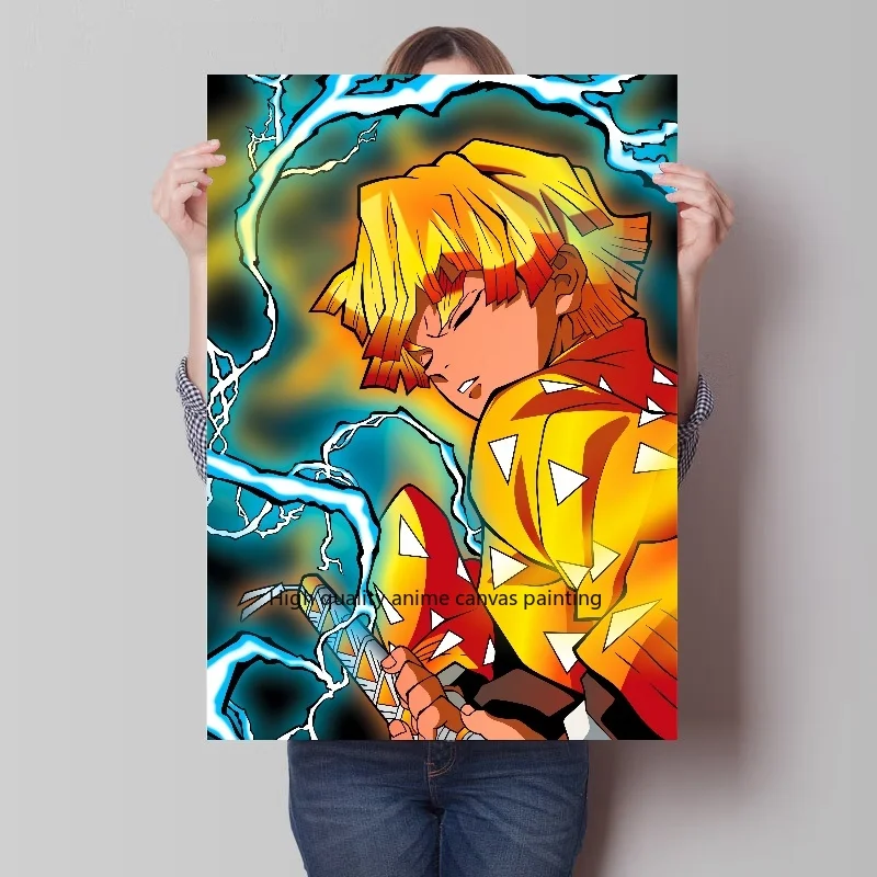 Classic Anime Demon Slayer Figure Agatsuma Zenitsu Wall Art Home Decor Bar Cafe Nursery Kids Room Posters Canvas Painting