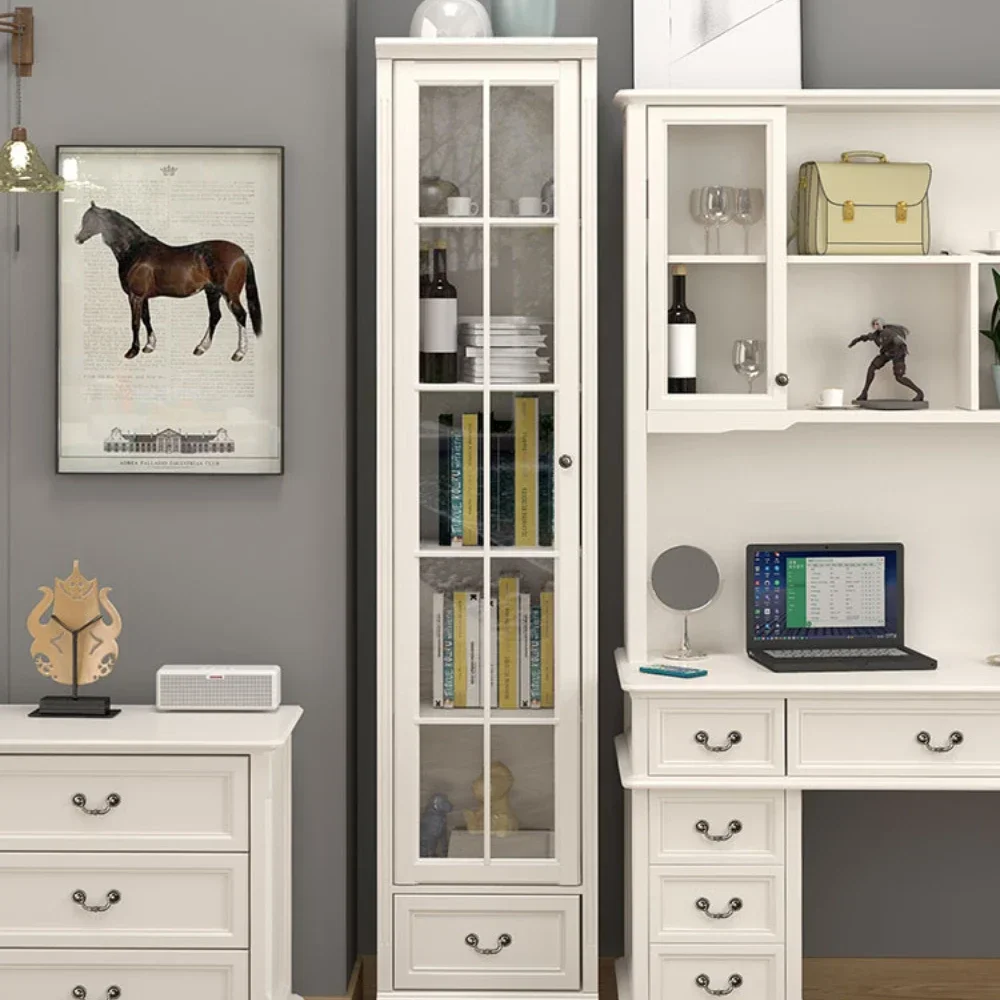 

Solid Wood American-Style Single-Door Study Glass Cabinet Wine Cabinet Display Cabinet