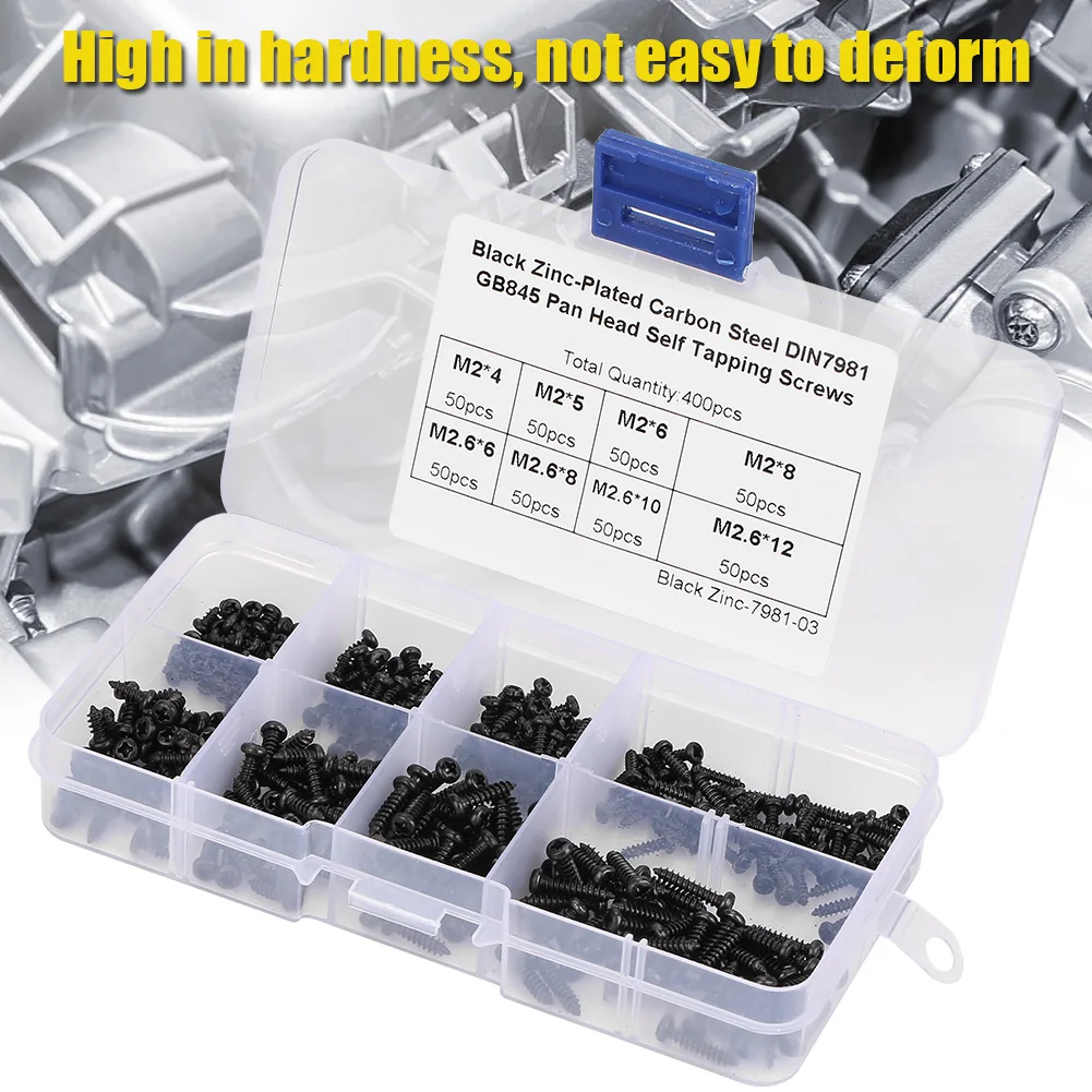 

Screw Pan Head Tapping Screw Pan Head Screw Black M2/M2.6 Pan Head Self Tapping Screws Set Assortment Kit